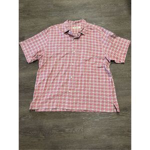Tommy Bahama XXL plaid silk short sleeve shirt preppy vacation resort